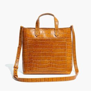 Madewell The Zip-Top Small Transport Crossbody: Croc Embossed Leather Edition